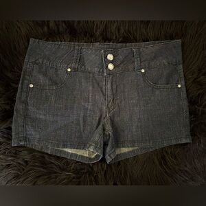 blue denim Jean Shorts with diamonds size L very Y2K style low rise W 17 L 11